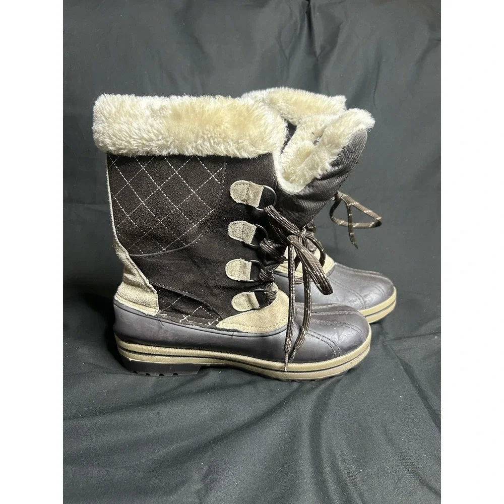 Magellan Outdoors Brown Suede Leather Thinsulate Winter Boots Womens Size 8